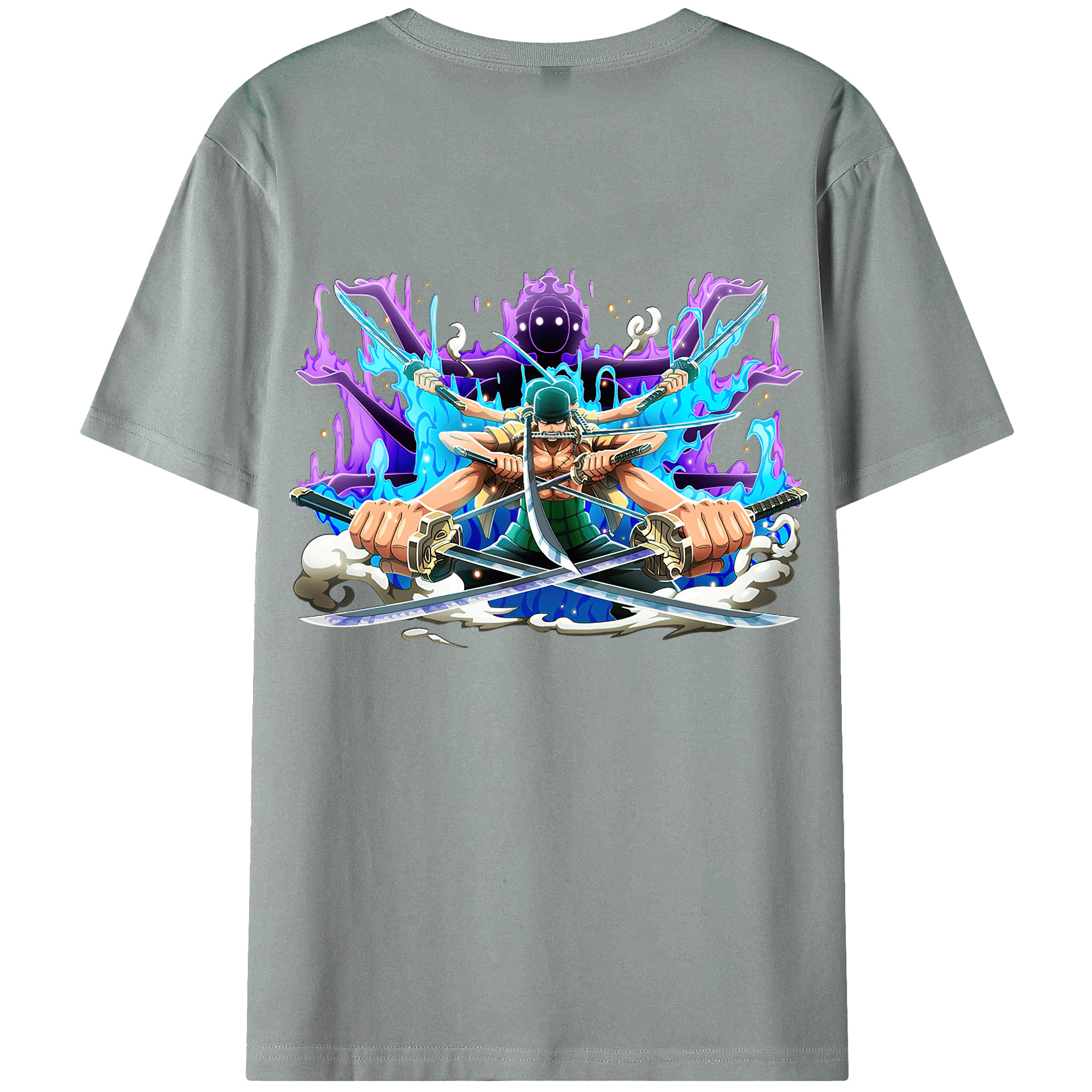 ワンピース ロロノア・ゾロ ONE PIECE Roronoa Zoro 綿100％ メンズ半袖Tシャツ（バックプリント） 通気性